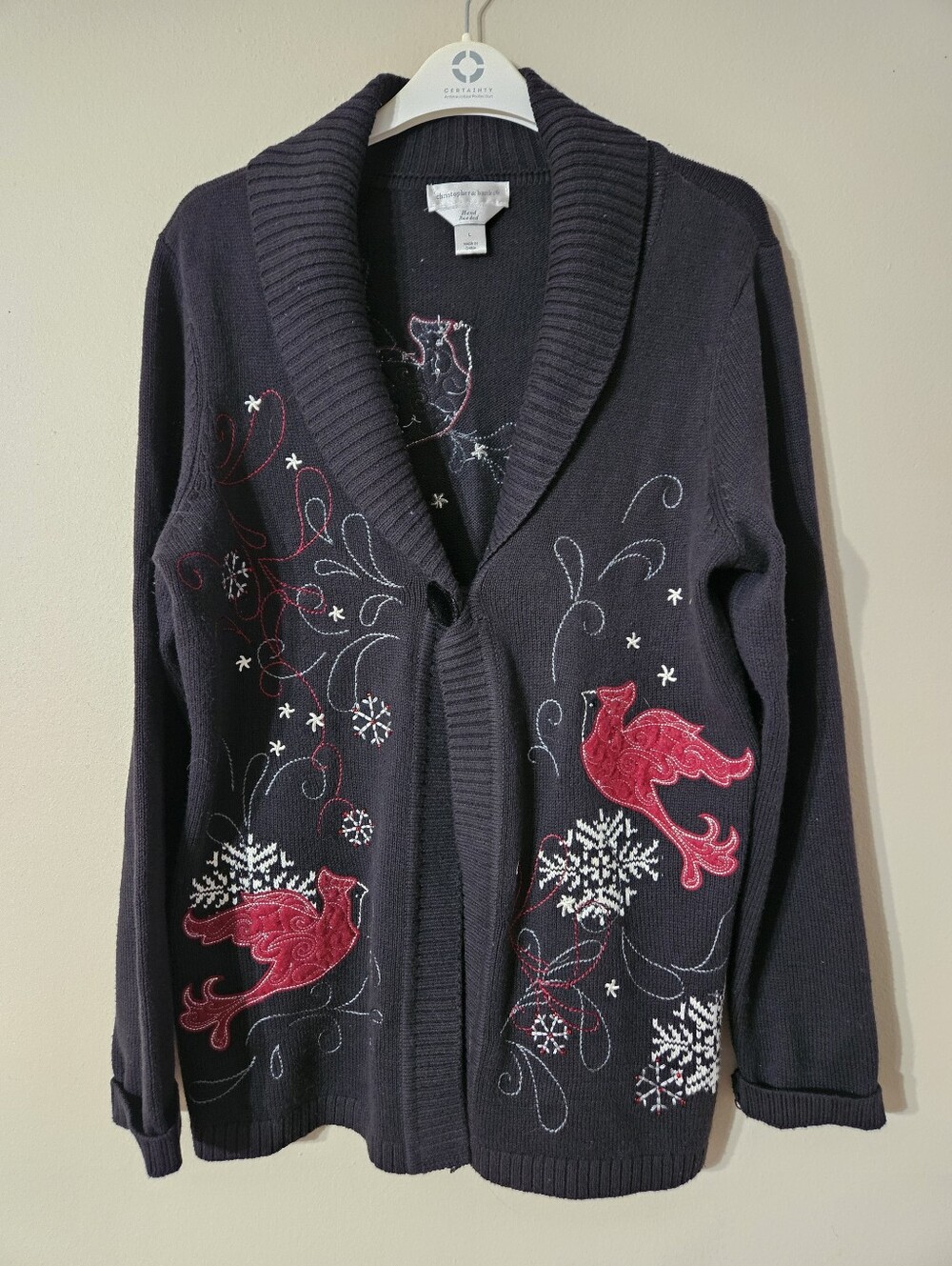 VTG Christopher And Banks Christmas Cardinal Cardigan Large